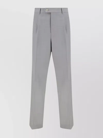 Brunello Cucinelli Wool Trousers With Belt Loops And Pockets In Gray