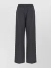 Brunello Cucinelli Wool Trousers With Elastic Waistband And Wide Leg In Black
