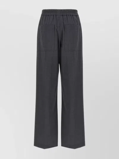 Brunello Cucinelli Wool Trousers With Elastic Waistband And Wide Leg