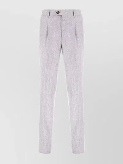 Brunello Cucinelli Wool Trousers With Pleated Front And Pockets In Gray