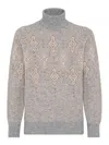 Brunello Cucinelli Geometric Jacquard Turtleneck Sweater In Gris