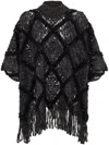 Brunello Cucinelli Wool And Alpaca Knit Poncho With Dazzling Macro Argyle Embroidery In Black