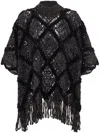 Brunello Cucinelli Wool And Alpaca Knit Poncho With Dazzling Macro Argyle Embroidery In Black
