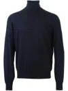 Brunello Cucinelli Knit Turtleneck Sweater Ribbed Cuffs In Blue