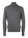 Brunello Cucinelli Wool Turtleneck Sweater With Ribbed Cuffs And Hem In Gris