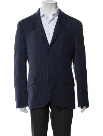 Pre-owned Brunello Cucinelli Wool Tweed Pattern Blazer In Blue