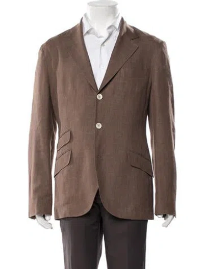 Pre-owned Brunello Cucinelli Wool Tweed Pattern Blazer In Brown