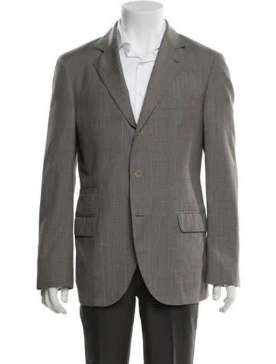 Pre-owned Brunello Cucinelli Wool Tweed Pattern Blazer In Grey