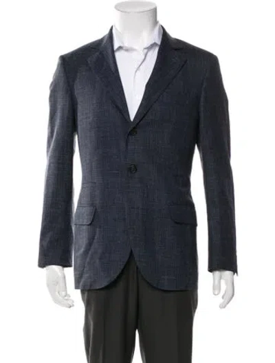 Pre-owned Brunello Cucinelli Wool Tweed Pattern Jacket In Blue