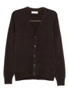 Brunello Cucinelli Dark Brown V-necked Cardigan In Brown