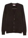 Brunello Cucinelli Dark Brown V-necked Cardigan In Brown