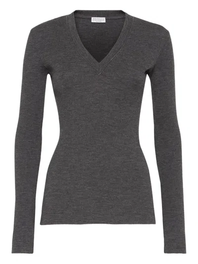 BRUNELLO CUCINELLI BRUNELLO CUCINELLI WOOL V-NECKED SWEATER