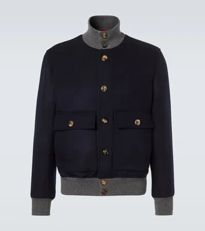 Brunello Cucinelli Wool Varsity Jacket In Black