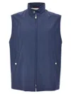 Brunello Cucinelli Zip-up Wool Padded Vest In Blue