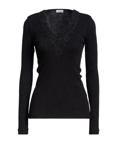 Brunello Cucinelli Wool Vneck Knit Sweater In Black