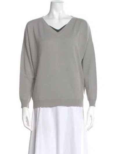 Pre-owned Brunello Cucinelli Wool V-neck Sweater In Blue