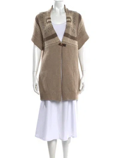 Pre-owned Brunello Cucinelli Wool V-neck Sweater In Brown