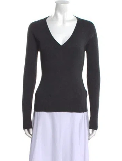 Pre-owned Brunello Cucinelli Wool V-neck Sweater In Gray