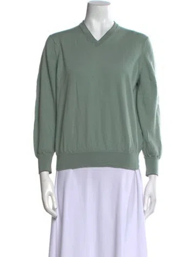 Pre-owned Brunello Cucinelli Wool V-neck Sweater In Green