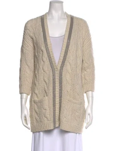 Pre-owned Brunello Cucinelli Wool V-neck Sweater In Neutral