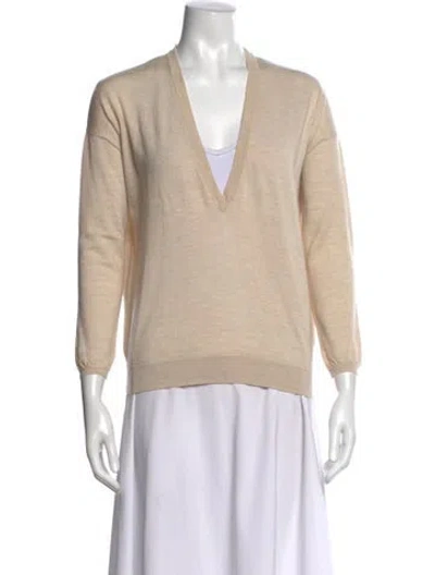 Pre-owned Brunello Cucinelli Wool V-neck Sweater In Neutral