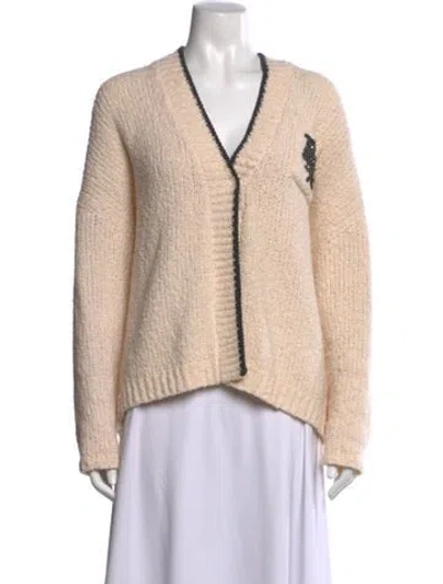Pre-owned Brunello Cucinelli Wool V-neck Sweater In Neutrals
