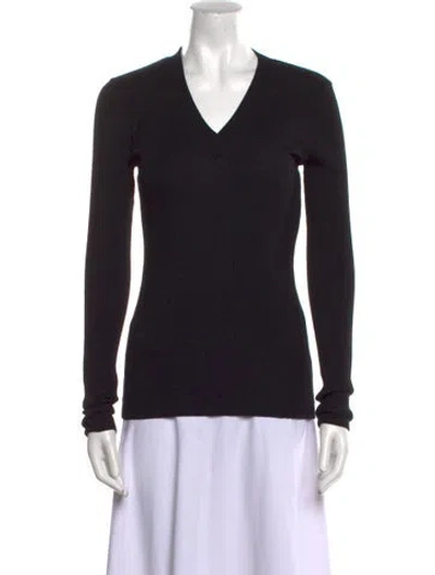 Pre-owned Brunello Cucinelli Wool V-neck Top In Black