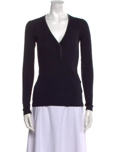 Pre-owned Brunello Cucinelli Wool V-neck Top In Black