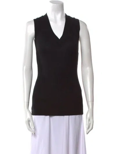 Pre-owned Brunello Cucinelli Wool V-neck Top In Black