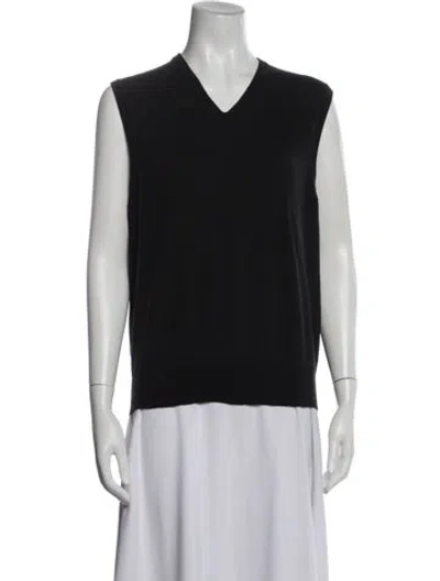 Pre-owned Brunello Cucinelli Wool V-neck Top In Black