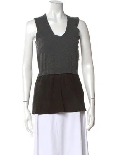 Pre-owned Brunello Cucinelli Wool V-neck Top In Brown
