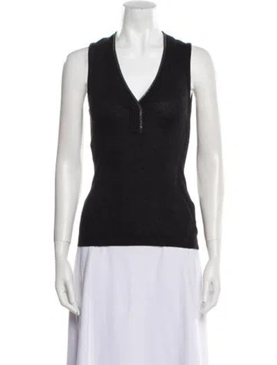 Pre-owned Brunello Cucinelli Wool V-neck Top In Gray