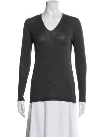 Pre-owned Brunello Cucinelli Wool V-neck Top In Gray