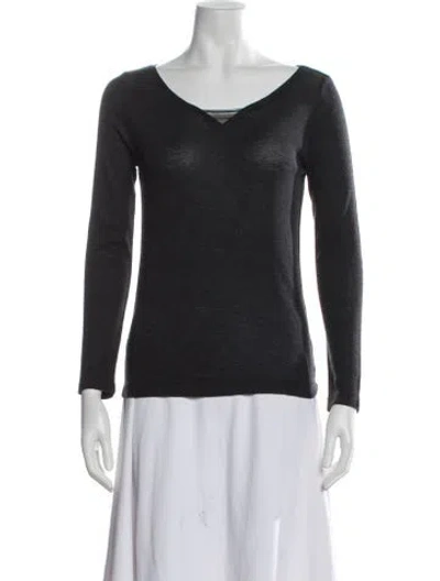 Pre-owned Brunello Cucinelli Wool V-neck Top In Gray