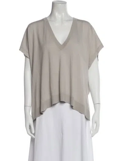 Pre-owned Brunello Cucinelli Wool V-neck Top In Gray