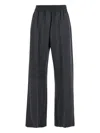 Brunello Cucinelli Grey Pants With Elastic Waist In Wool Blend Stretch Woman In Black