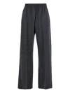Brunello Cucinelli Grey Pants With Elastic Waist In Wool Blend Stretch Woman In Black