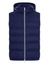 Brunello Cucinelli Hooded Quilted Vest In Blue