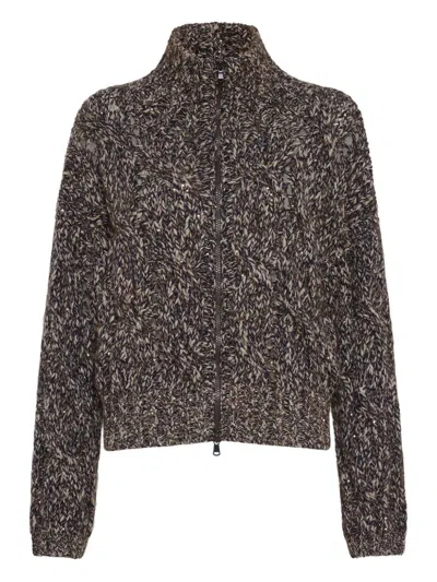 Brunello Cucinelli Wool Zipped Cardigan In Blue