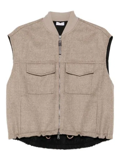 BRUNELLO CUCINELLI BRUNELLO CUCINELLI WOOL ZIPPED VEST