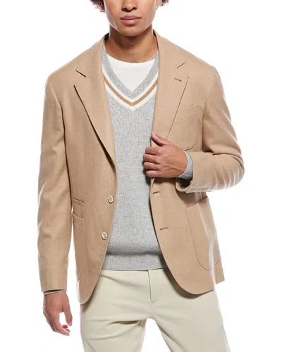 Brunello Cucinelli Wool-silk Blend Blazer In Brown