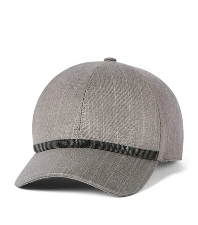 Brunello Cucinelli Wool-blend Cap In Gray