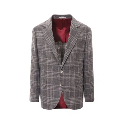 BRUNELLO CUCINELLI BRUNELLO CUCINELLI WOOL-BLEND CHECK BLAZER