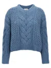 Brunello Cucinelli Alpaca-wool Irish Cable Knit V-neck Sweater In Blue