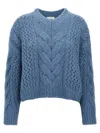 Brunello Cucinelli Alpaca-wool Irish Cable Knit V-neck Sweater In Light Blue