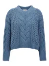 Brunello Cucinelli Alpaca-wool Irish Cable Knit V-neck Sweater In Light Blue