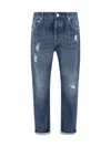 Brunello Cucinelli Men Worn-out Pants In Denim Scuro