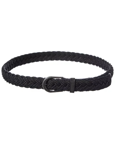 Brunello Cucinelli Woven & Leather Belt In Black