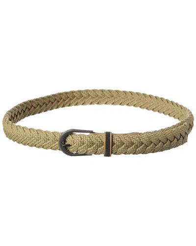 Brunello Cucinelli Woven & Leather Belt In Neutral