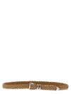 Brunello Cucinelli Men Brown Woven Reversed Calfskin Belt In Brown